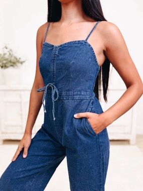 Bluivy sweetheart style front crop Jean jumpsuit